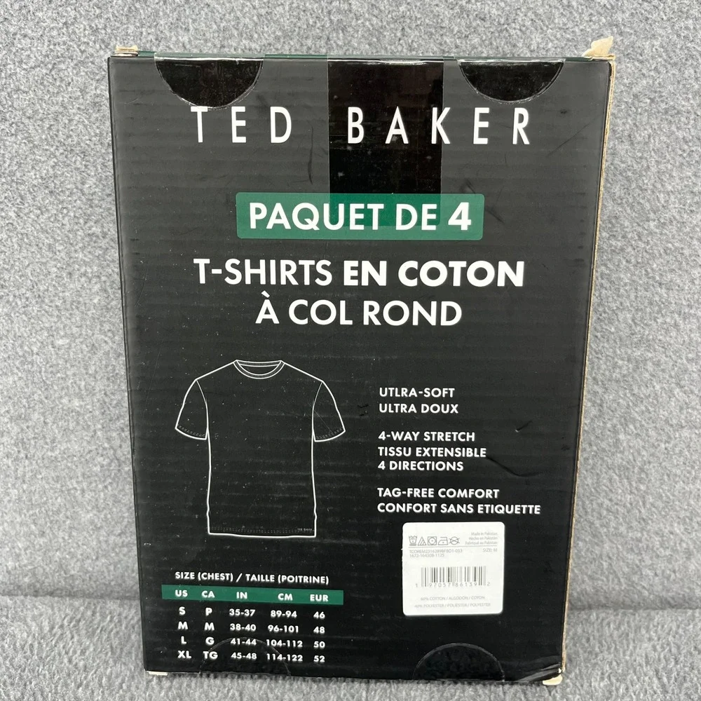 Ted Baker Crew Neck Cotton Tees Mens Medium Multi 4-Pack Stretch Soft Basics